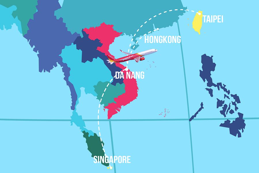 VietJet Launches 3 New Routes From Da Nang to Hong Kong, Taipei, Singapore