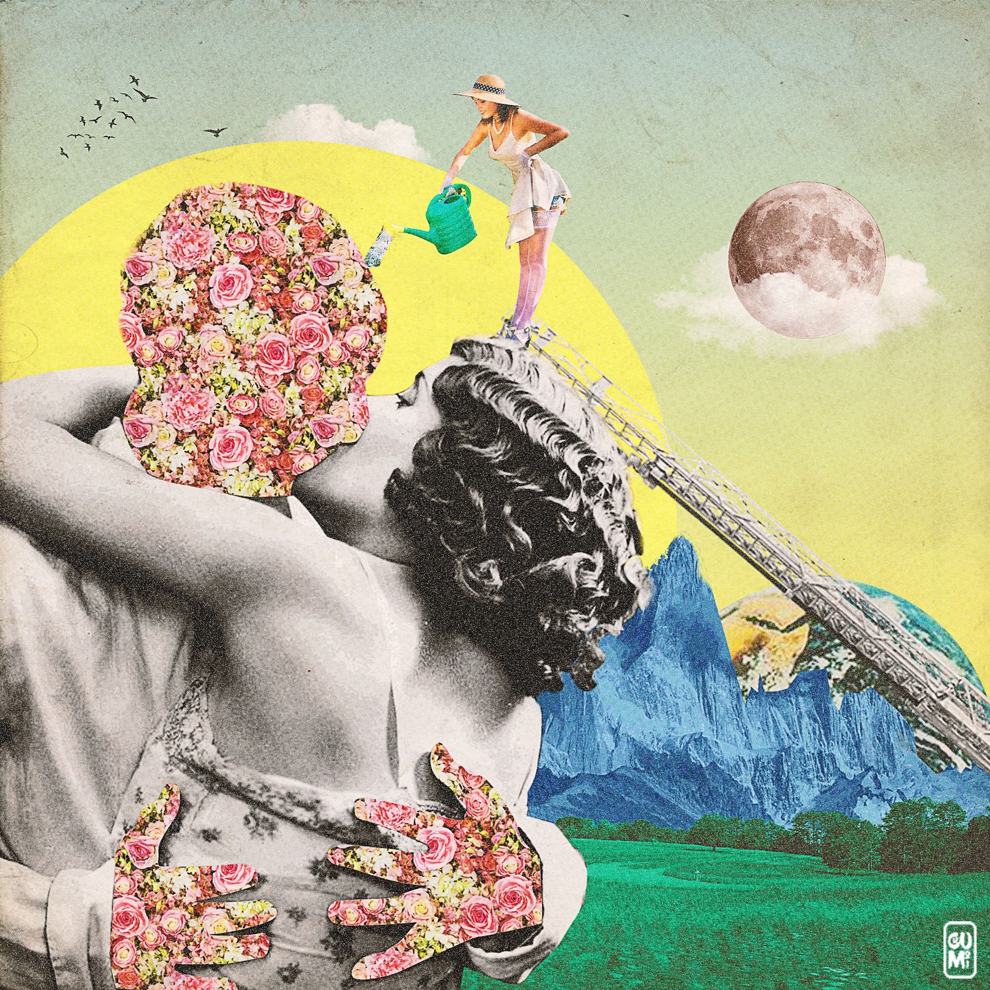 trippy collage drawings