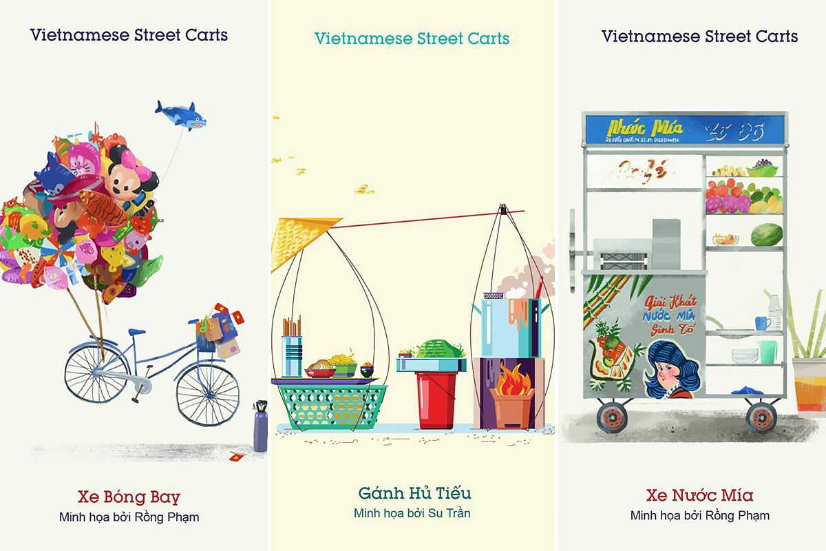 [Illustrations] Local Illustrators Bring Saigon's Street Carts to Life
