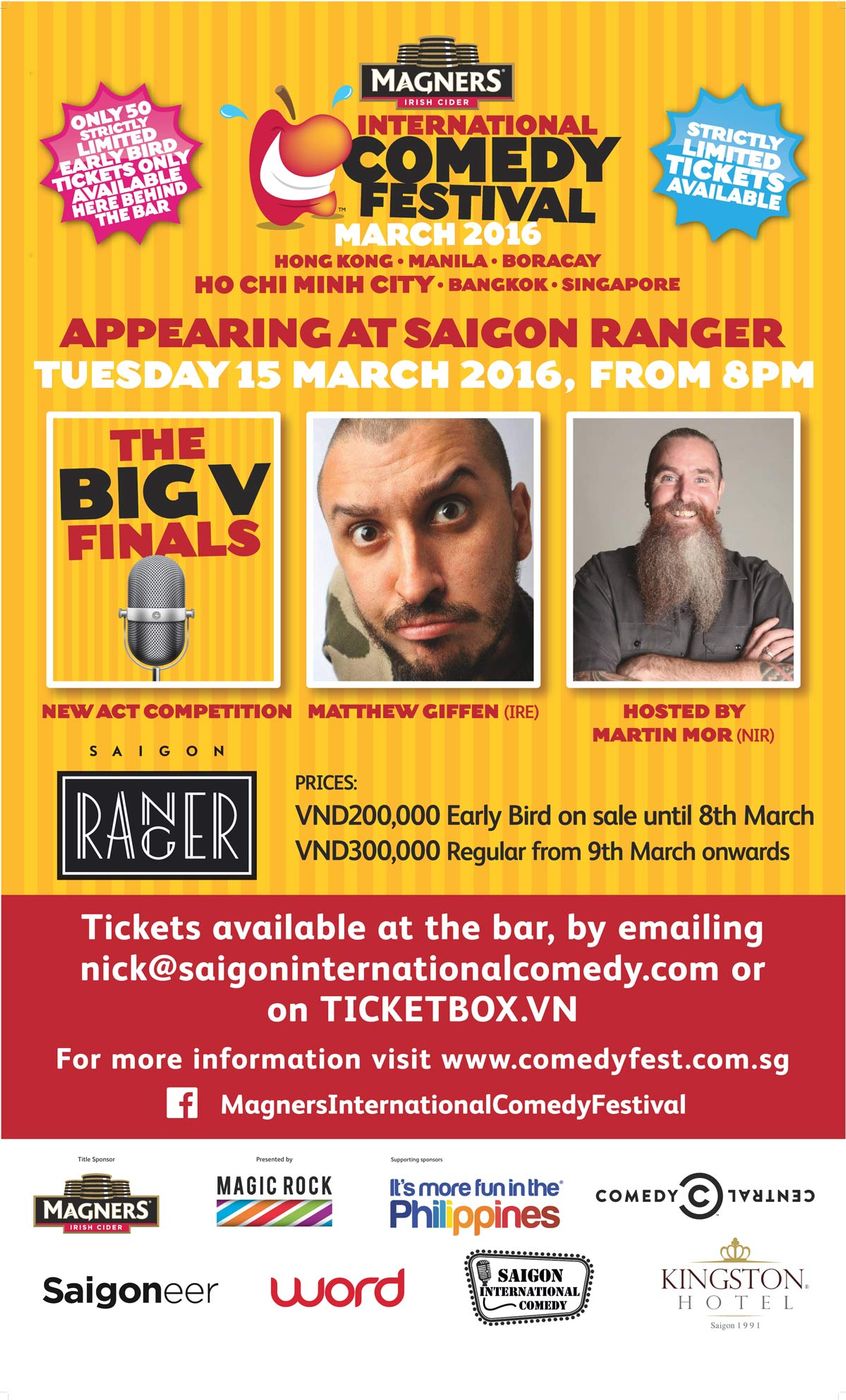 The Magners International Comedy Festival - The Big V @ Saigon Ranger -  Saigoneer